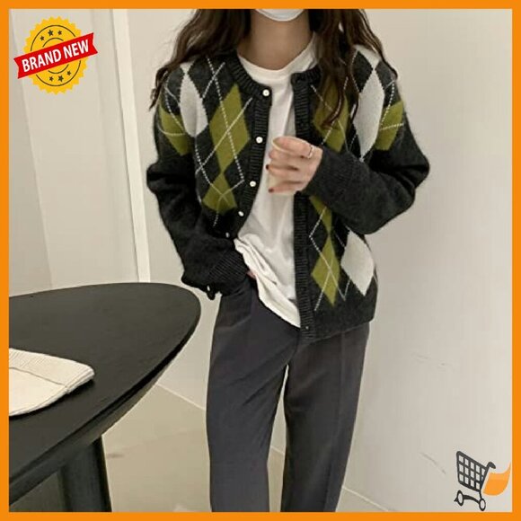 Chunky Knit Cardigan V-Neck Button Closure Long Sleeve Vintage Sweater - Picture 3 of 7